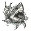 Shark fin emerging tattoo design idea