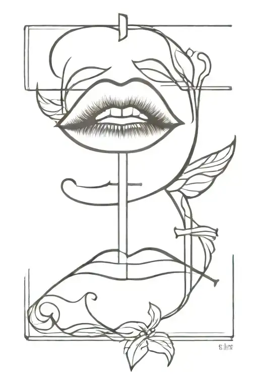 faith, cross, lips tattoo design idea