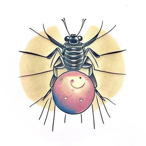 grasshopper on wheat shaft art nouveau  tattoo design idea