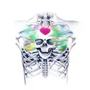 skeleton with exploding chest tattoo design idea