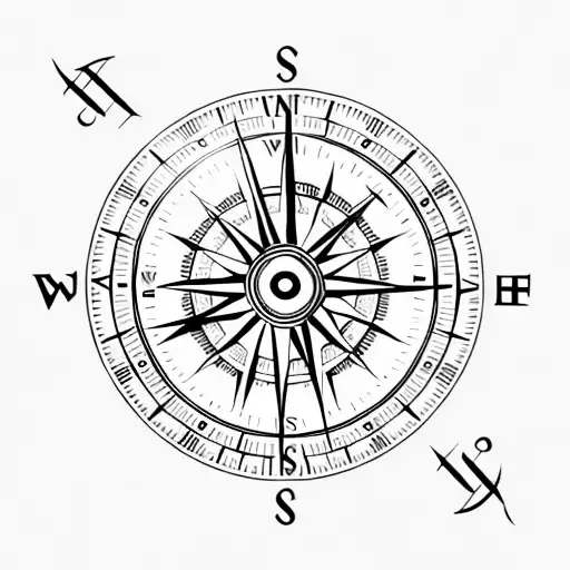 clock compass tattoo design idea