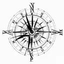 clock compass tattoo design idea