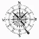clock compass tattoo design idea