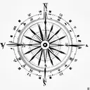 clock compass tattoo design idea