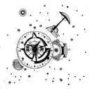 clock compass tattoo design idea