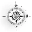 clock compass tattoo design idea
