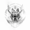 Thor in the carriage attacking fenrir with rays tattoo design idea