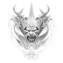 Thor in the carriage attacking fenrir with rays tattoo design idea