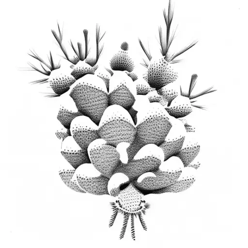 prickly pear cactus connected to pine tree tattoo design idea