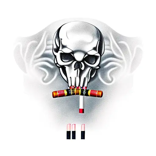 dog skeleton smoking a cigarette tattoo design idea