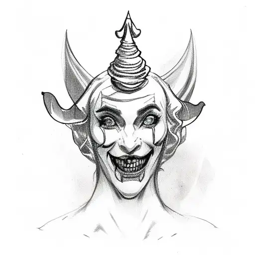 jester with mirror tattoo design idea