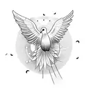 A dotwork tattoo of a dove carrying an olive branch, symbolizing peace tattoo design idea