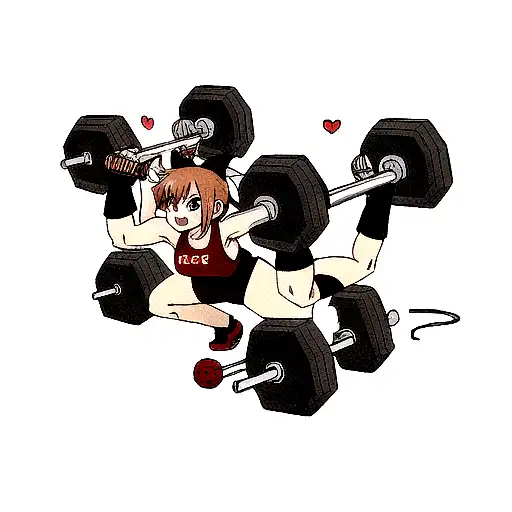 devil dog with dumbells or barbells tattoo design idea