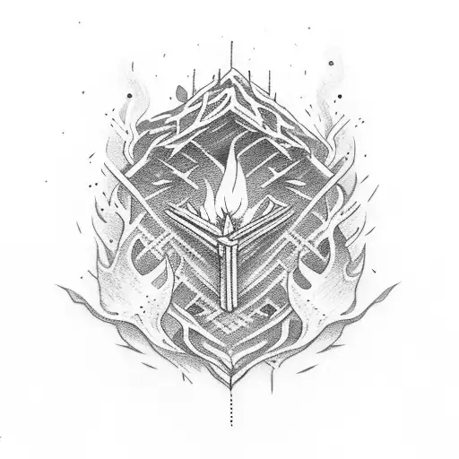 bonfire heart tattoo design idea