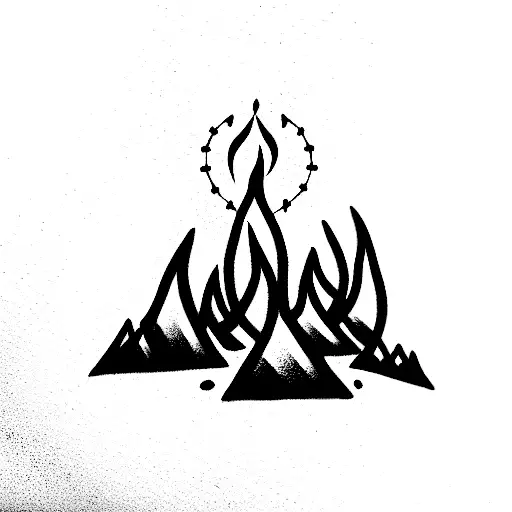 bonfire heart tattoo design idea