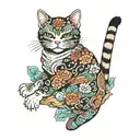cat colored small size tattoo design idea
