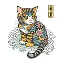 cat colored small size tattoo design idea