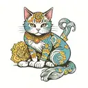 cat colored small size tattoo design idea
