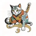 cat colored small size tattoo design idea
