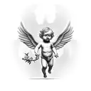 baby cherub statue  tattoo design idea