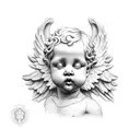 baby cherub statue  tattoo design idea
