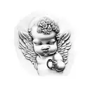 baby cherub statue  tattoo design idea