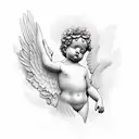 baby cherub statue  tattoo design idea