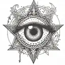 eye , pentagram diablo tattoo design idea
