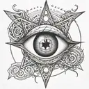 eye , pentagram diablo tattoo design idea