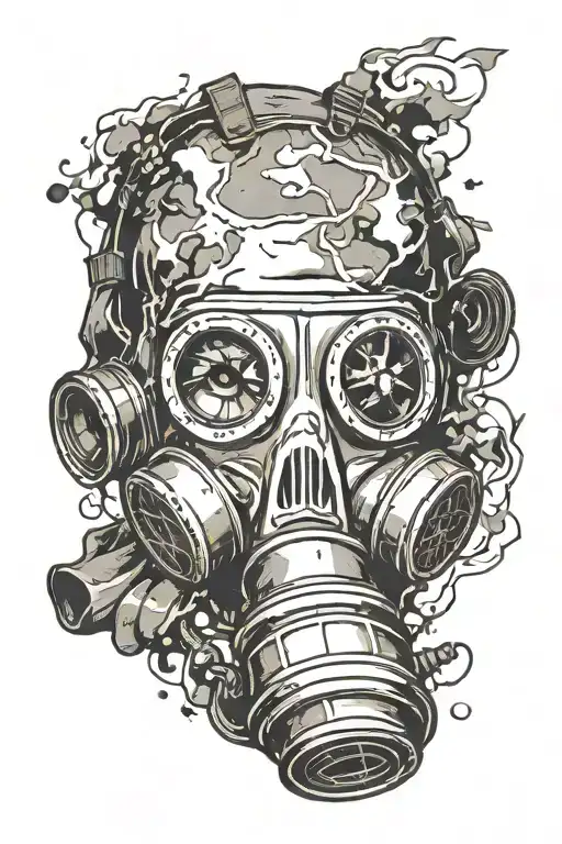 S.T.A.L.K.E.R , Gas Mask, A cracked gas mask, fear, anger, despair  tattoo design idea