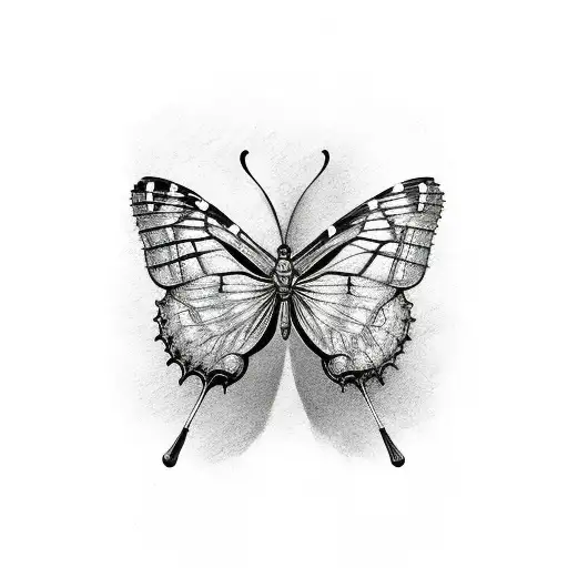stick chrysalis butterfly tattoo design idea