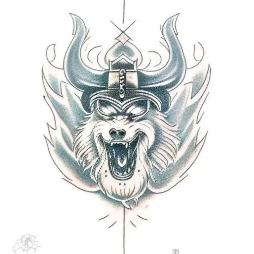 Odin fights Fenrir  tattoo design idea