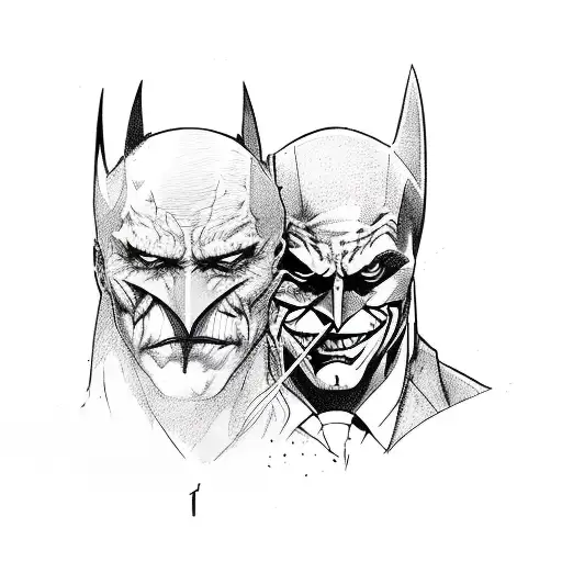 batman and joker tattoo design idea