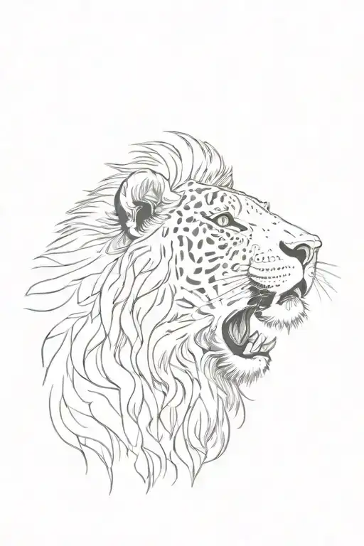 a Leo.. but he's not ferocious.. can the expression be changed to look more protective than ferocious? can cubs be added tattoo design idea