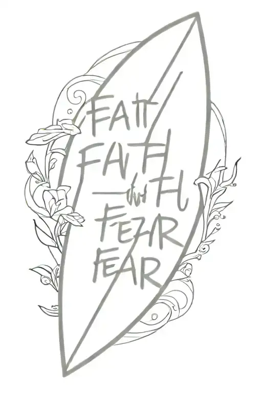 surfboard with words faith over fear   tattoo design idea