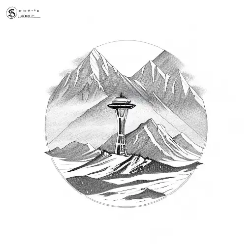 Seattle, mountains tattoo design idea
