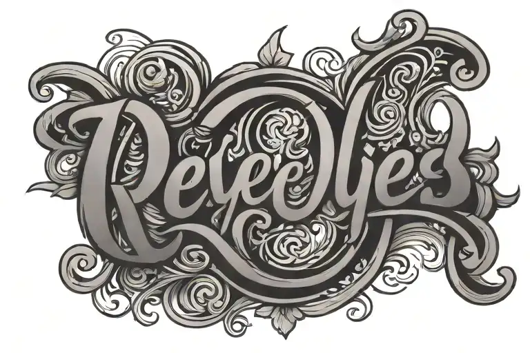 "reyes" lettering in cursive font tattoo design idea
