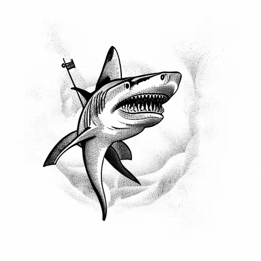 shark with cape cod as tail fin leg tattoo tattoo design idea