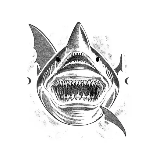 shark with cape cod as tail fin tattoo design idea