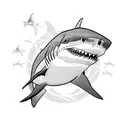 shark with cape cod as tail fin tattoo design idea
