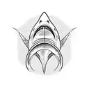 shark with cape cod as tail fin tattoo design idea