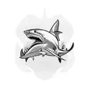 shark with cape cod arm as tail fin tattoo design idea