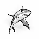 shark with cape cod arm as tail fin tattoo design idea