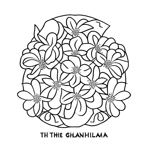 The word 'ohana' but with daffodils tattoo design idea