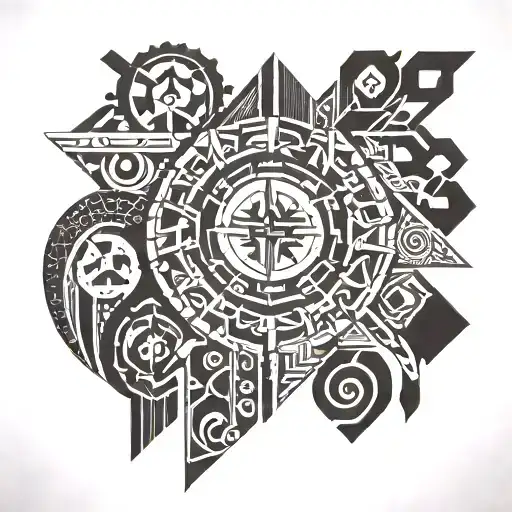date of death and mapuche tattoo design idea