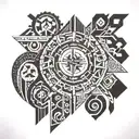 date of death and mapuche tattoo design idea