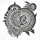 date of death and mapuche tattoo design idea