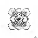 hexagon, roses, skull, red, graveyard  tattoo design idea