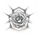 hexagon, roses, skull, red, graveyard  tattoo design idea
