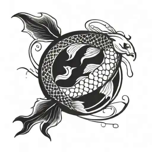 koi fish yin yang symbol tattoo design idea